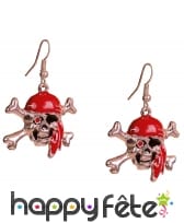 Boucles d'oreilles de pirate, tête de mort