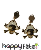Boucles d'oreilles dorées tête de mort pirate