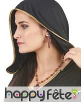 Boucles d'oreilles et collier croix en bois marron, image 1