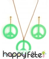 Boucles d'oreilles et collier peace and love, image 1