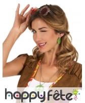 Boucles d'oreilles et collier vert peace and love, image 1