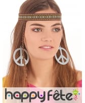 Boucles d oreilles peace and love argentées 7cm, image 1