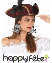 Boucles d'oreilles symbole pirate noir, image 1