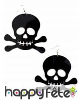 Boucles d'oreilles symbole pirate noir