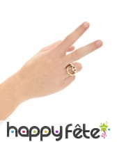 Bague dorée peace and love, image 1