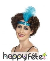 Bandeau de tête bleu années 20, flappers