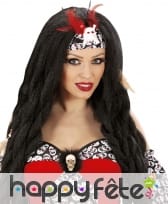 Broche de tête crâne avec plumettes noires, image 2