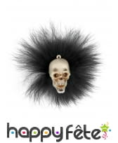 Broche de tête crâne avec plumettes noires