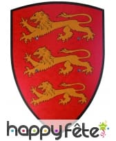 Bouclier en bois rouge avec lions 36X50cm