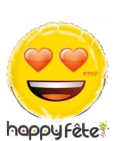 Ballon émoticone coeurs dans les yeux