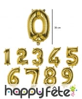 Ballon en forme de chiffre doré de 36 cm