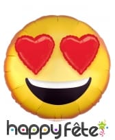 Ballon en forme de smiley amoureux, 43 cm
