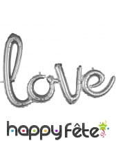 Ballon en forme du mot love argenté, 78cm