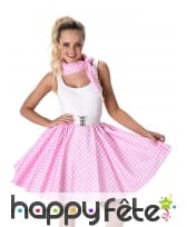 Bandana et jupe années 50 rose clair poids blancs, image 1