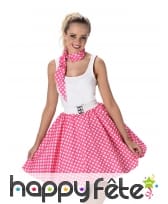 Bandana et jupe années 50 rose pois blancs, image 1