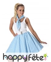 Bandana et jupe bleue claire à pois 50's, image 1