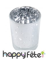 Bougeoir en metal blanc givre