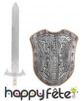 Bouclier en plastique avec &eacute;p&eacute;e pour enfant