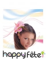 Barrette fleur d'hibiscus rose 11cm