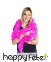 Boa fuchsia et fils argentés. 180cm, 50g