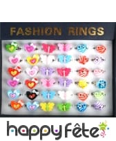 Bague fantaisie réglable assortis