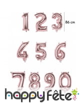 Ballon géant chiffre rose métallisé de 86 cm