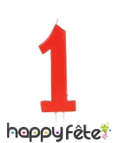 Bougie grand chiffre d'anniversaire rouge de 12cm, image 2