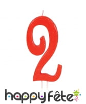 Bougie grand chiffre d'anniversaire rouge de 12cm, image 3