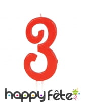 Bougie grand chiffre d'anniversaire rouge de 12cm, image 4