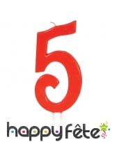 Bougie grand chiffre d'anniversaire rouge de 12cm, image 6