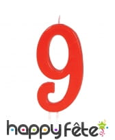 Bougie grand chiffre d'anniversaire rouge de 12cm, image 10