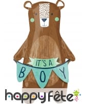Ballon It's a boy en forme d'ours brun, 50 x 86 cm
