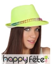 Borsalino jaune clouté multicolore 12x28cm