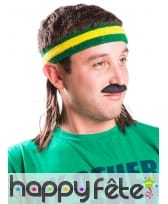 Bandeau jaune et vert avec cheveux coupe mulet