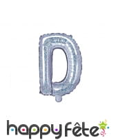 Ballon lettre argenté iridescent de 35 cm, image 4