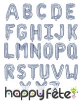 Ballon lettre argenté iridescent de 35 cm