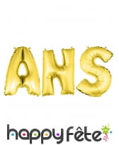 Ballons lettres ANS dorés de 36 cm