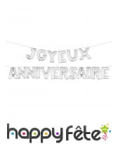 Ballons lettres Joyeux Anniversaire argenté
