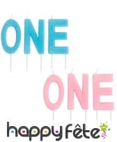 Bougies lettres ONE de 9,5 cm