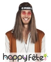 Bandeau, lunettes rose et collier peace and love