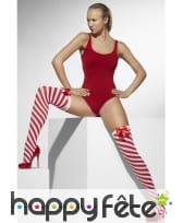 Bas lignés rouges et blancs, opaques