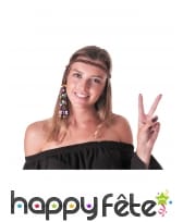 Bandeau marron avec perles colorées