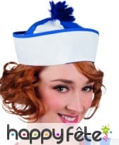 Bob marin bleu et blanc avec pompon, image 1