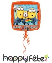 Ballon Minions carré de 43 cm en alu