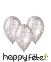 Ballons motifs flocons de neige, argentés