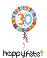 Ballon nombre anniversaire coloré de 43cm, image 2
