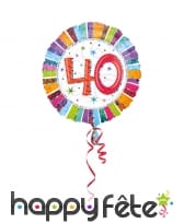 Ballon nombre anniversaire coloré de 43cm, image 3