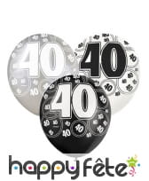 Ballons nombre anniversaire noir gris blanc, image 6