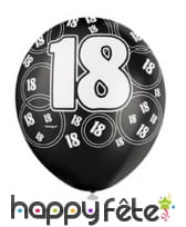 Ballons nombre anniversaire noir gris blanc, image 1