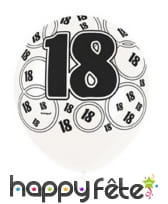 Ballons nombre anniversaire noir gris blanc, image 2